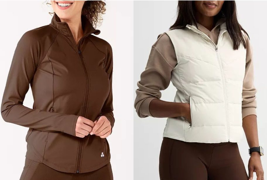 stock images of two women wearing tech gear outerwear