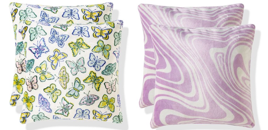 butterfly and purple swirl print throw pillow sets