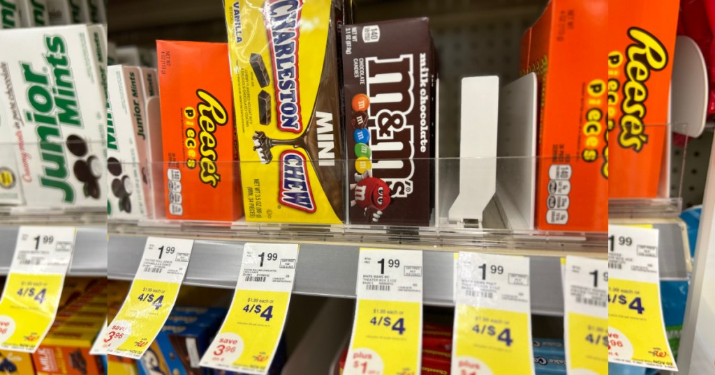 store display of theater candy inside walgreens