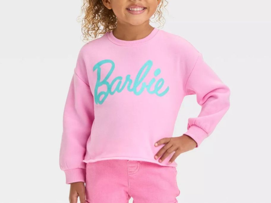 Toddler Girls' Barbie Valentine's Hearts Fleece Sweatshirt