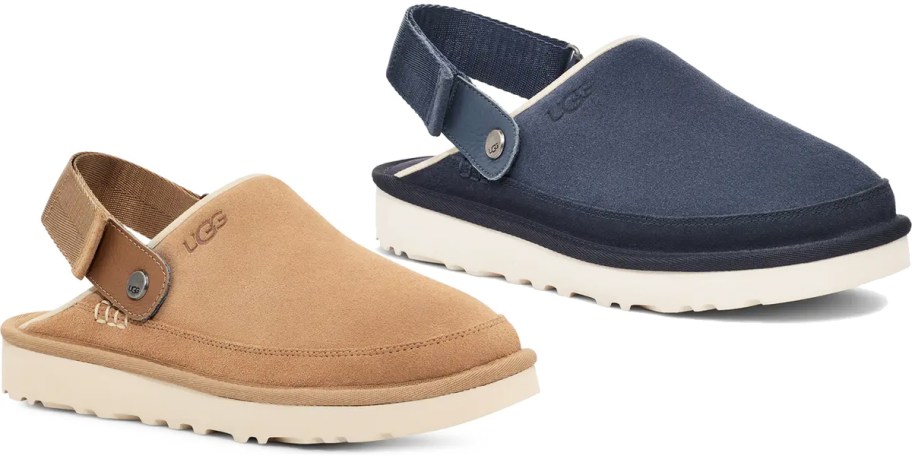 tan and navy blue slingback ugg slippers