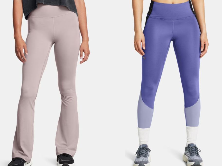 Stock images of two women wearing Under Armour leggings