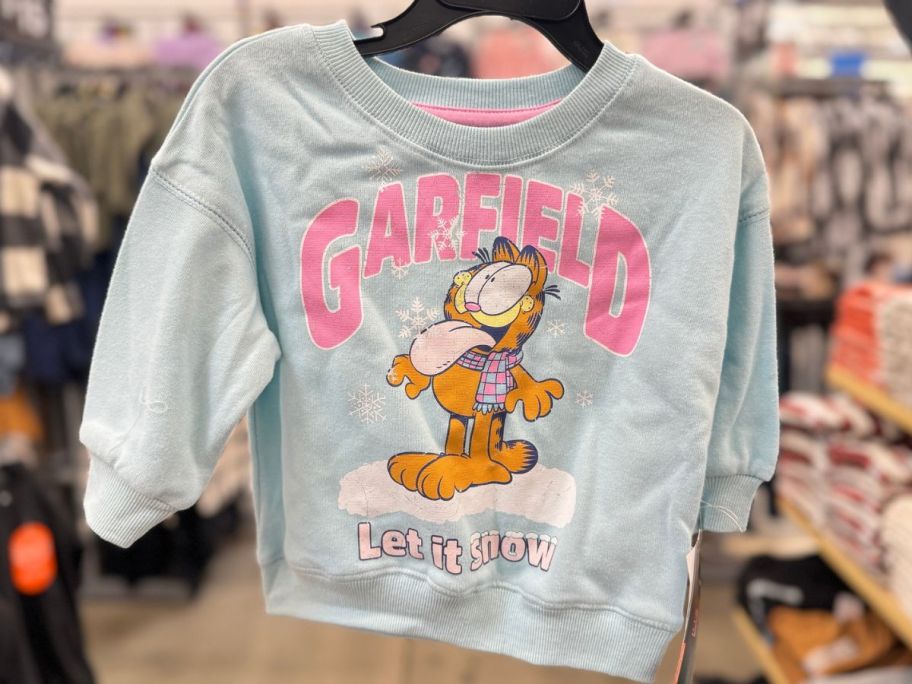 Toddler Girl's Holiday Crewneck Sweatshirt with Garfield