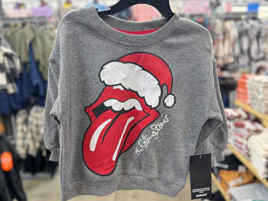 Toddler Girl's Holiday Crewneck Sweatshirt with The Rolling Stones graphic