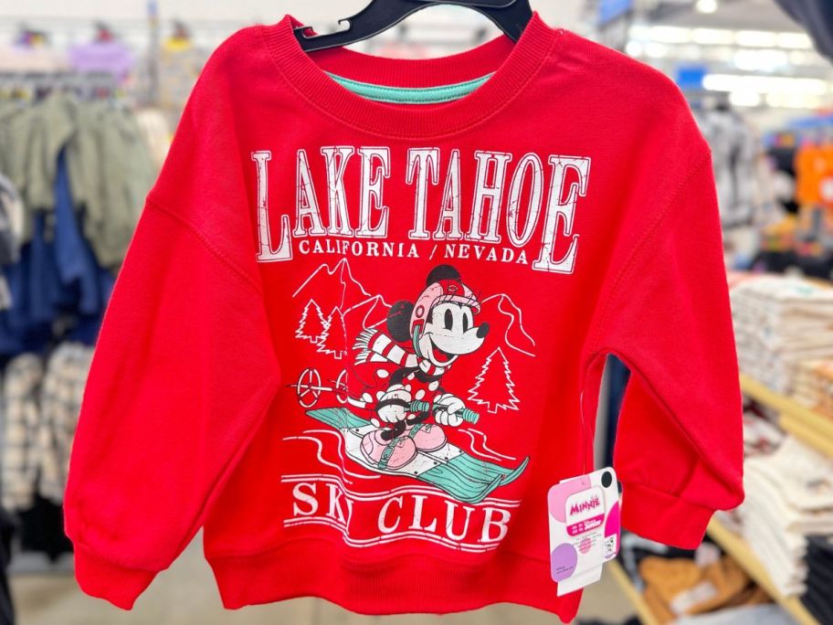 Toddler Girl's Holiday Crewneck Sweatshirt with Minnie Mouse