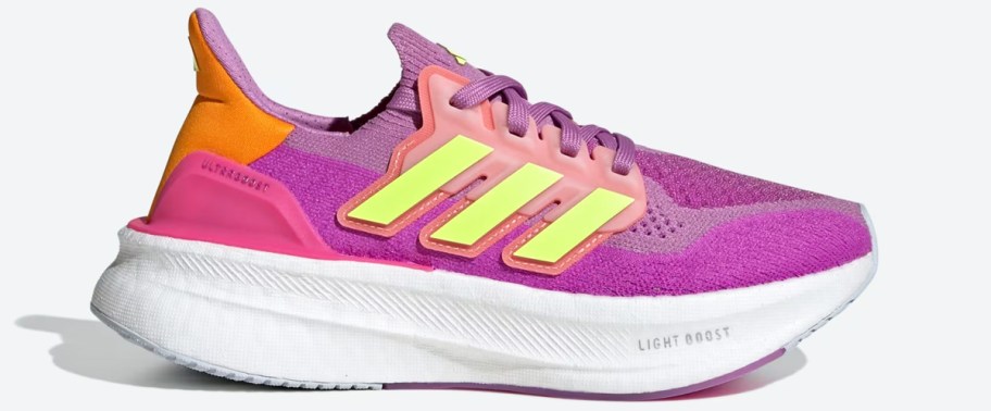 pink, orange, and yellow adidas running shoe