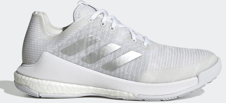 white and gray adidas shoe