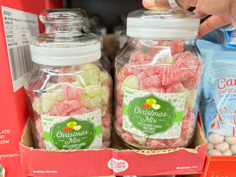 two jars of christmas candies 