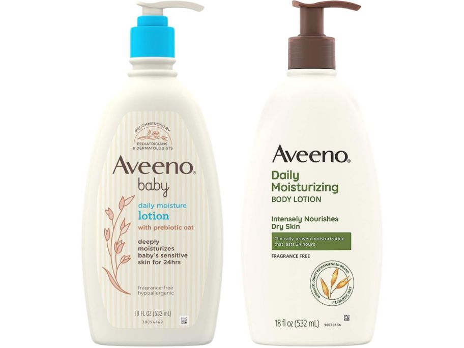 Aveeno moisturizer pump bottles stock images