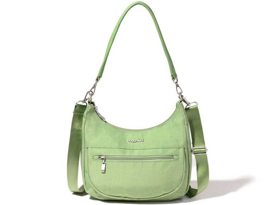 lime green baggallini half moon bag 