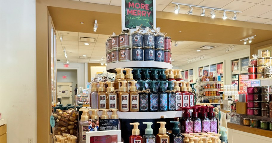 bath and body works lotions and hand soaps on display in store