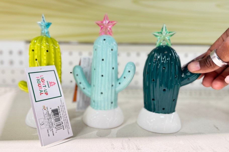 three succulent ceramic figures