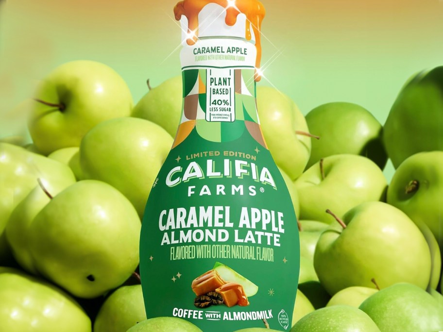 califia caramel apple almond latte creamer in pile of apples