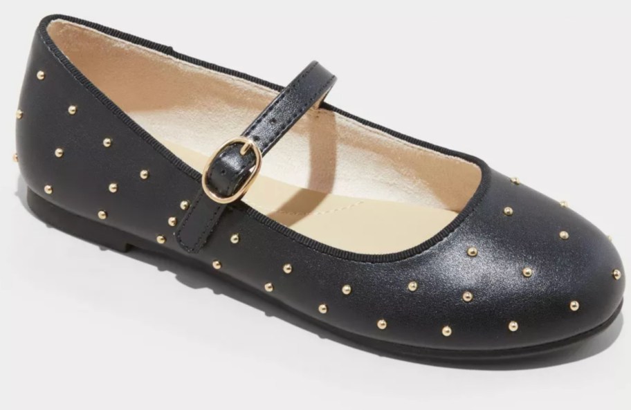 black kids flats with studs 