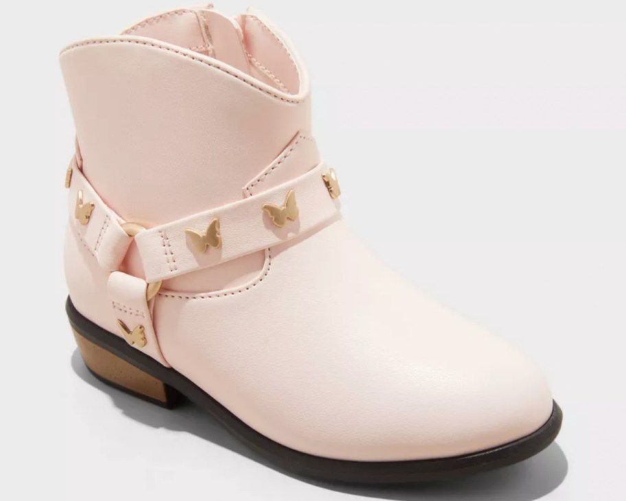 pink kids boots with butterflies