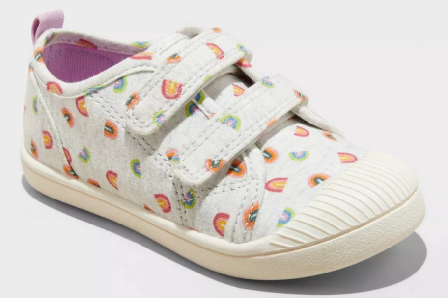 velcro shoes with rainbow print