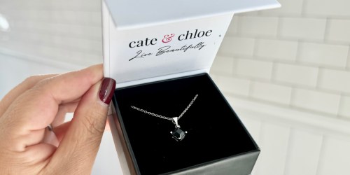 Cate & Chloe 18K Gold Plated Necklace w/ Black Crystal Just $18 Shipped (Includes Gift Box)