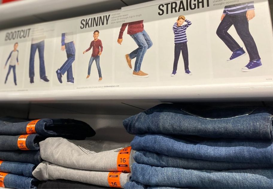 children's place jeans on a store shelf