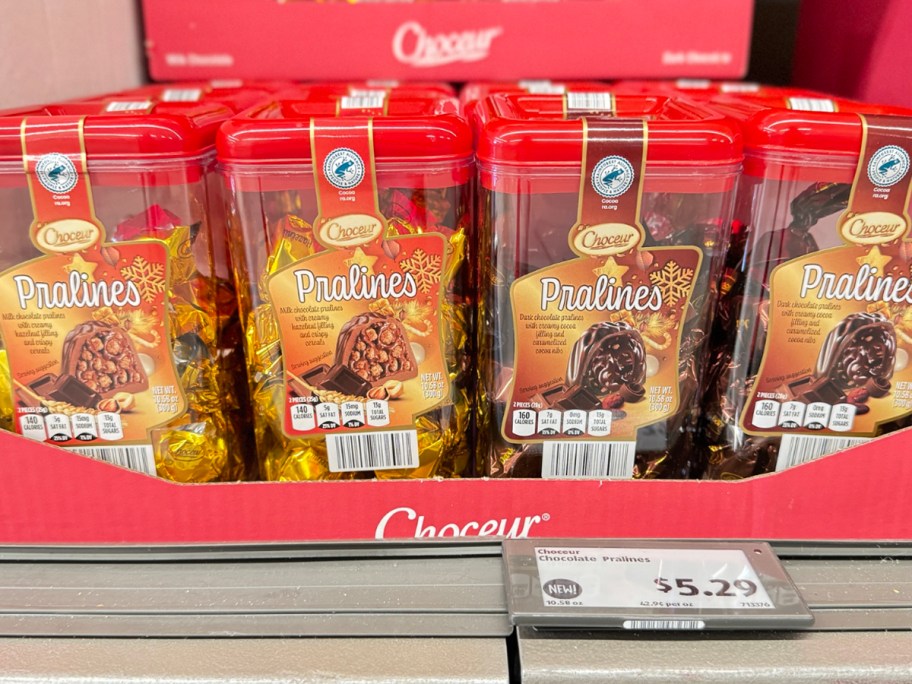 pralines containers on shelf 