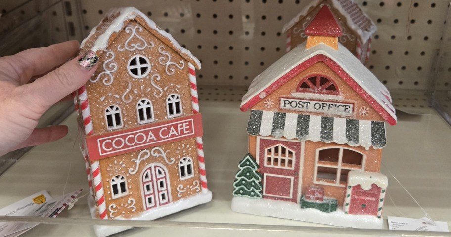 cocoa cafe and post office houses on shelf