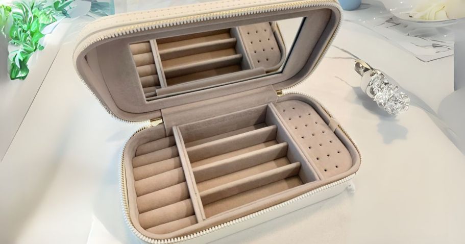 Jewelry & Cosmetic Bag Just $10 on Amazon (Reg. $23) | Has a Built-In Mirror!