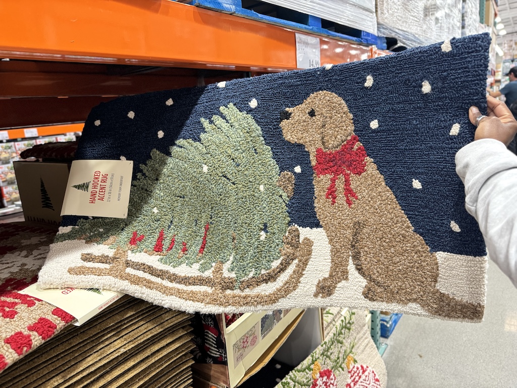 Christmas doormat with dog design at Costco 