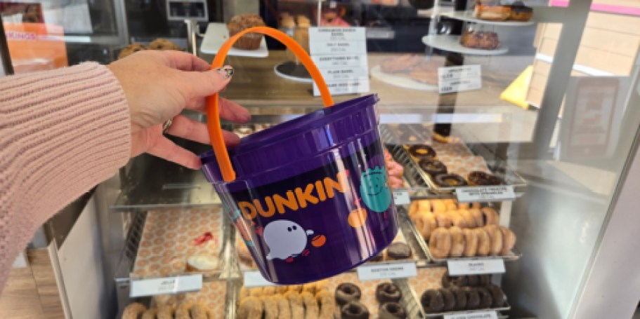 NEW Dunkin’ Halloween Menu Available Now | Munchkin Buckets, Spider Donut, & More!