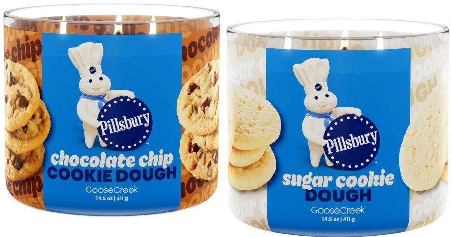 Pillsbury jar candles in Chocolate Chip Cookie Dough and Sugar Cookie Dough scents