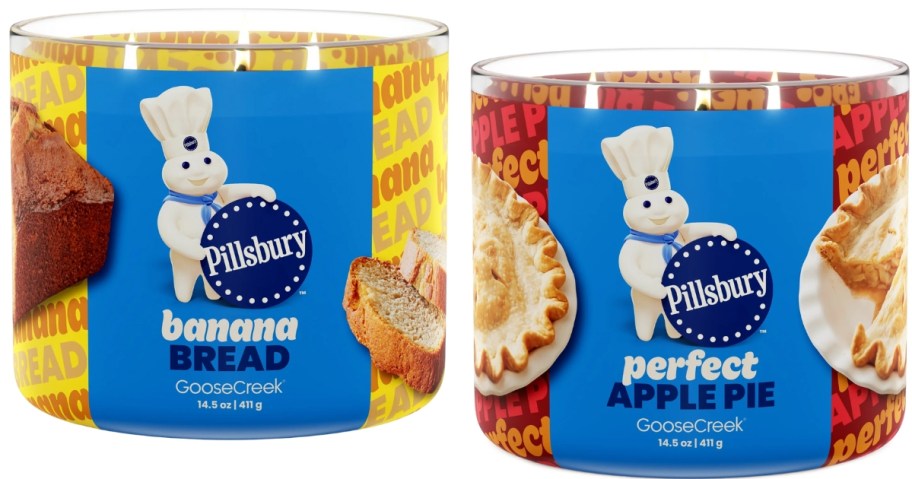 Pillsbury jar candles in Banana Nut Bread and Perfect Apple Pie Scents