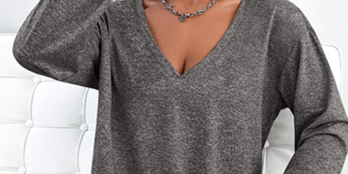 Women’s Long-Sleeve V-Neck Tee Only $10 on Amazon | Perfect for Layering