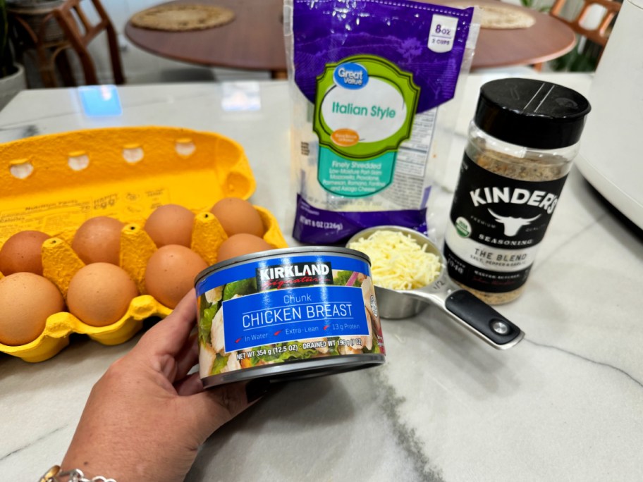 ingredients to make canned chicken nuggets on the counter 