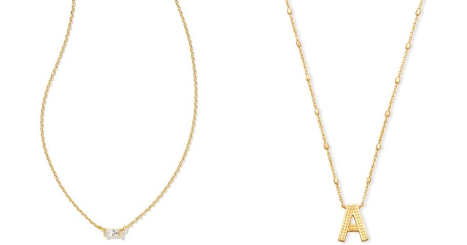 kendra scott stone necklace and letter pendant