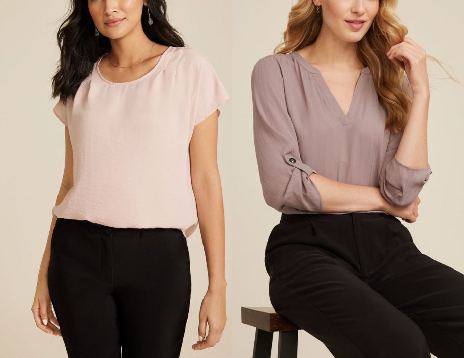 two models in maurices tops