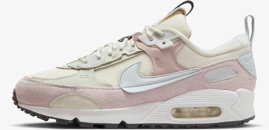 pink and white nike air max shoe