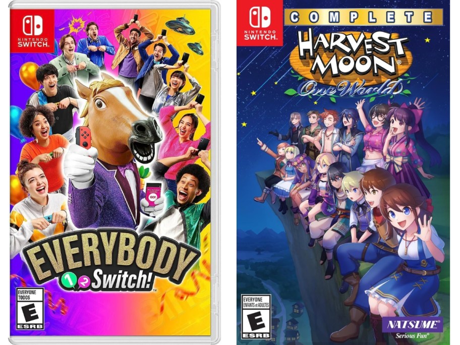 Nintendo Switch Game Box covers- Everybody Switch Now and Harvest Moon