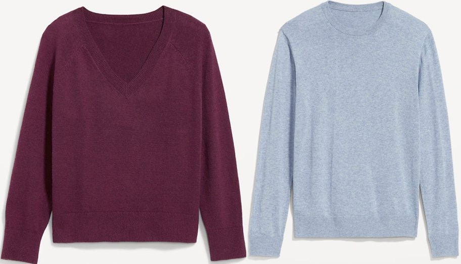 maroon and blue adult sweaters 