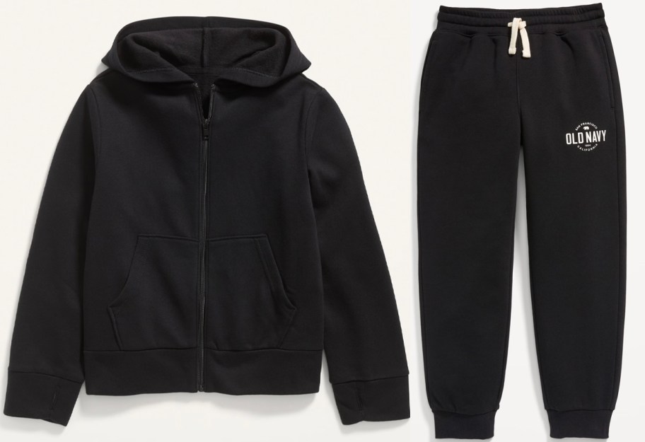 old navy boys black sweatshirt and pants 