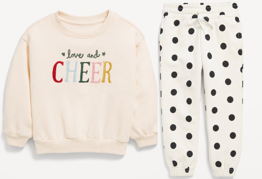 toddler girl sweatshirt and polka dot pants 