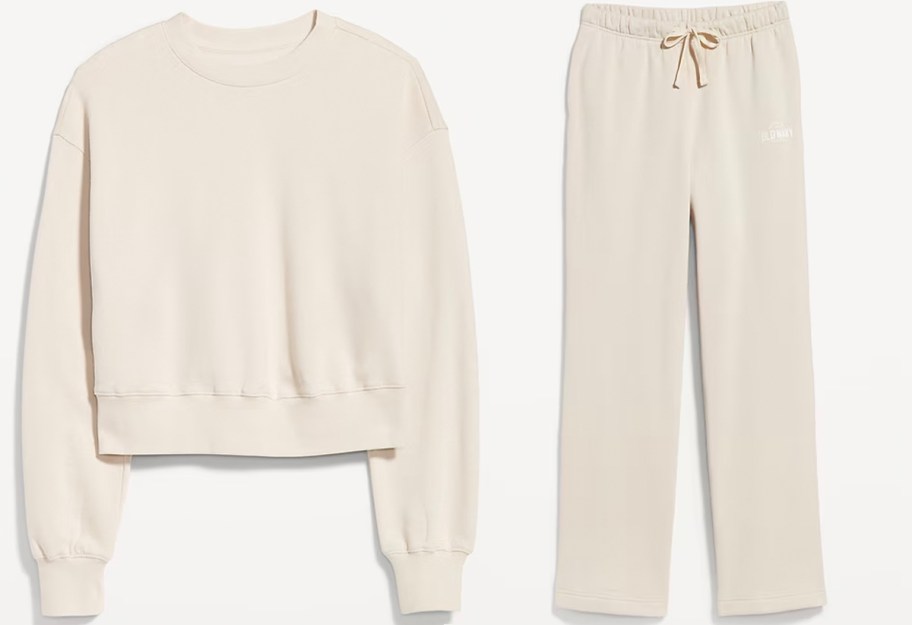 old navy womens beige sweatshirt and pants 