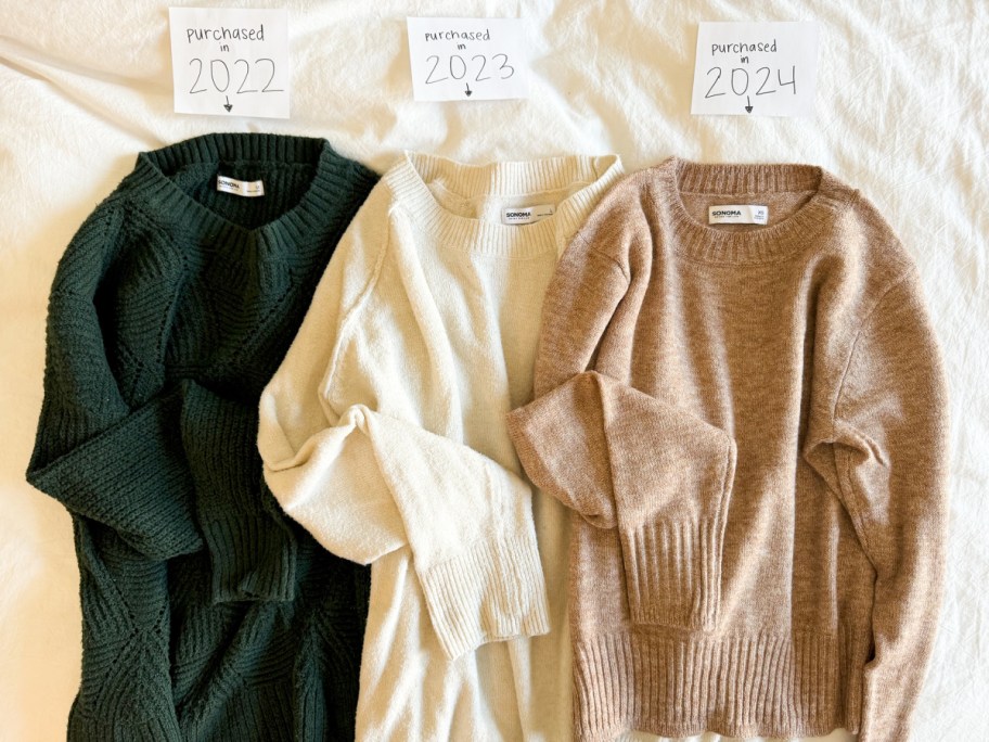 pullover sweaters from 2022, 2023 and 2024