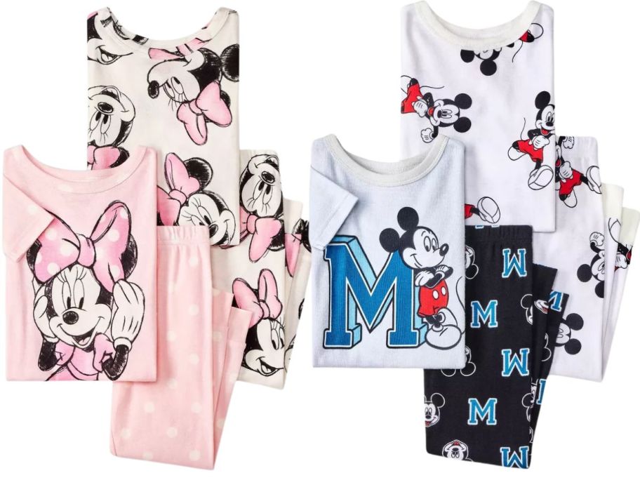 minnie and mickey mouse pajama set stock images