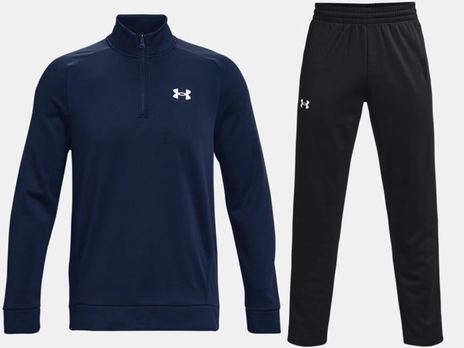 under armour blue jacket and black pants 