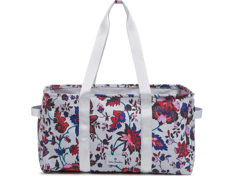 gray floral vera bradley tote bag