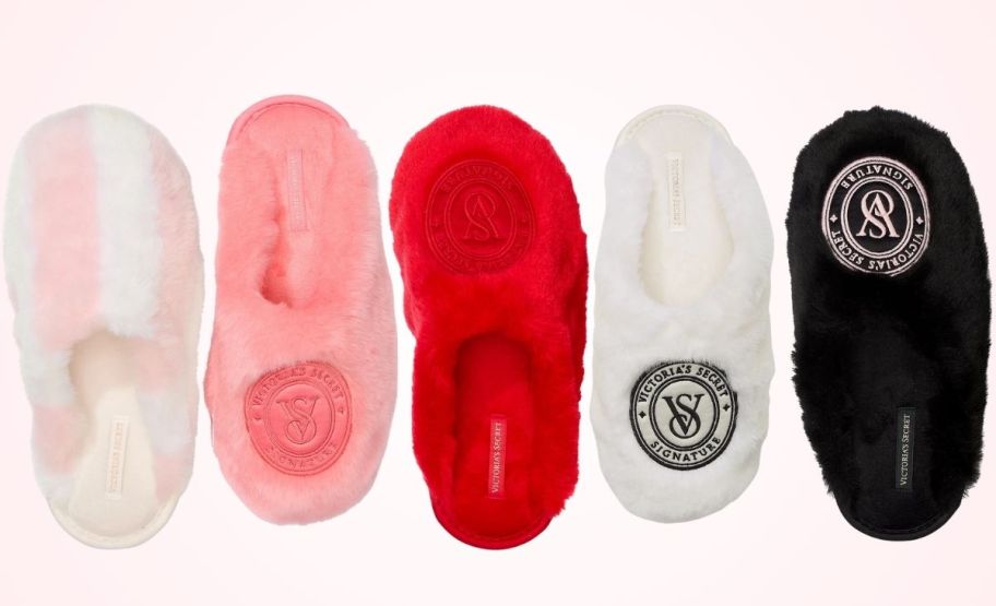 5 victorias secret faux fur closed toe slippers