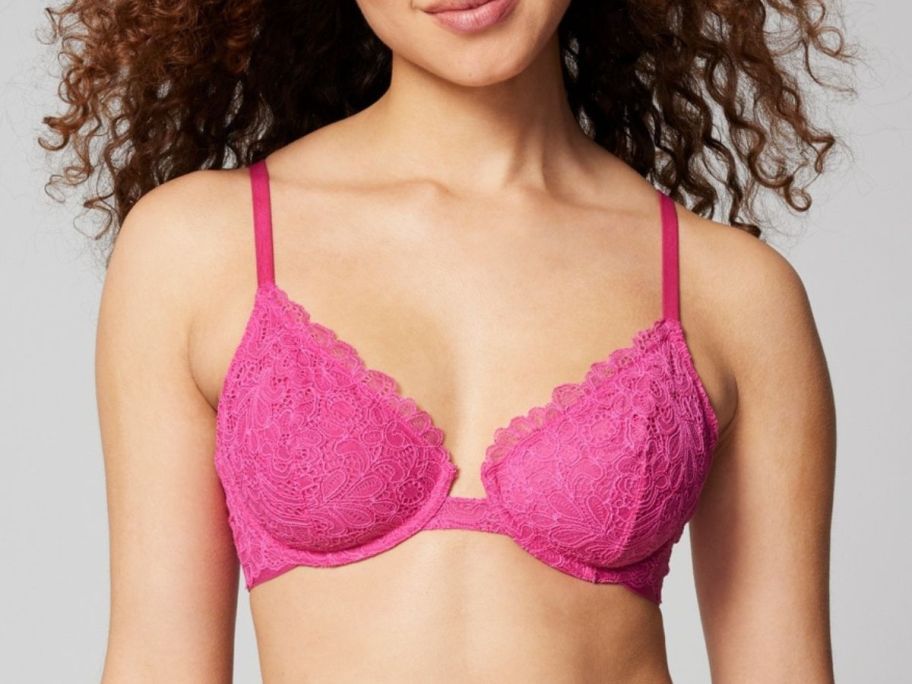 woman wearing soma bra in pink