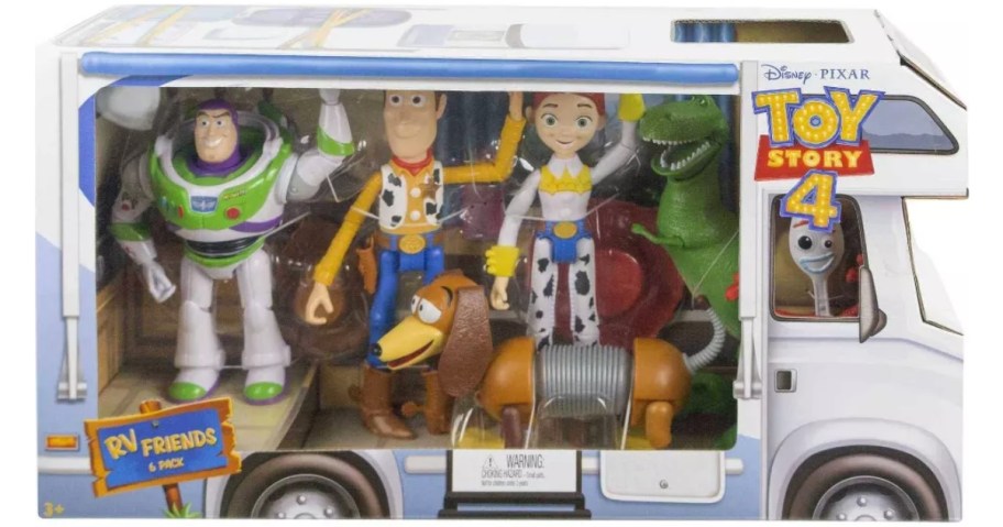 a Disney Toy Story figure set in an RV shaped box