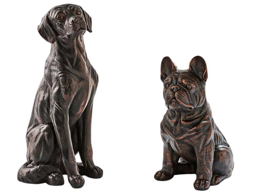 Labrador and a French bulldog statues
