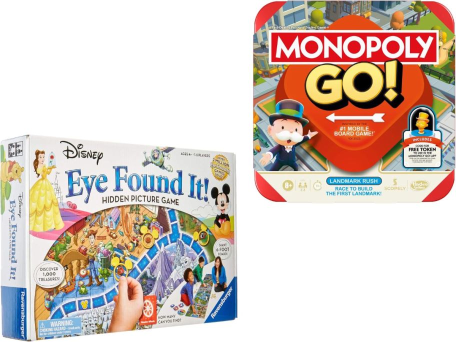 Stock images of a Ravensburger Eye Found it Game and Monopoly Go