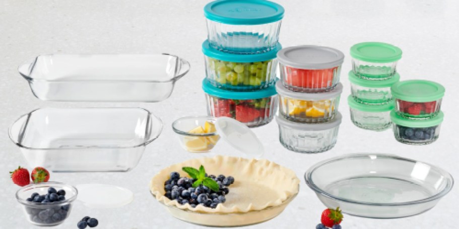 Anchor Hocking 30-Piece Glass Storage & Baking Set Only $20 Shipped for Walmart+ Members