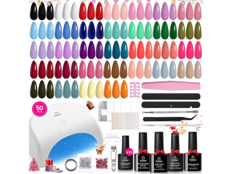 Beetles Gel Nail Polish 32 Colors 50-Piece Set w U V Light
